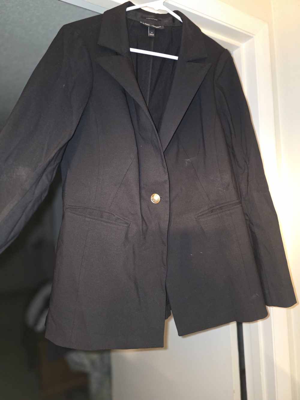 Lane Bryant Black Single-Button Blazer with Gold Button